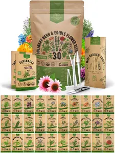 30 Culinary Herbs & Edible Flower Seeds Variety Pack