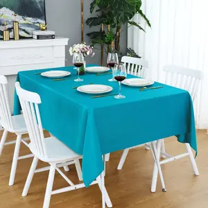 Teal Rectangle Tablecloth Wrinkle Free Waterproof Polyester Table Cloths Spillproof Heavy Duty and Washable Table Cover for Party, Banquet, Indoor and Outdoor-Square/Rectangular
