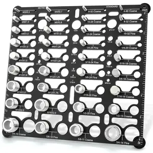 Thread Checker, 55 Bolt Size and Thread Gauge, Bolt Thread Identifier 20 Standard & 16 Metric, Bolt Identifier Board, Nut and Bolt Thread Checker Gauge Wall-Mountable with 19 Drill Bit Gauge