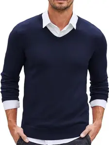 COOFANDY C Fall Outfits Knitted Ribbed V-neck Casual Jumper Knitwear Classic Fabric Fashion Menswear Shirt Soft Sweater Office Blazer Dress Slim Fit