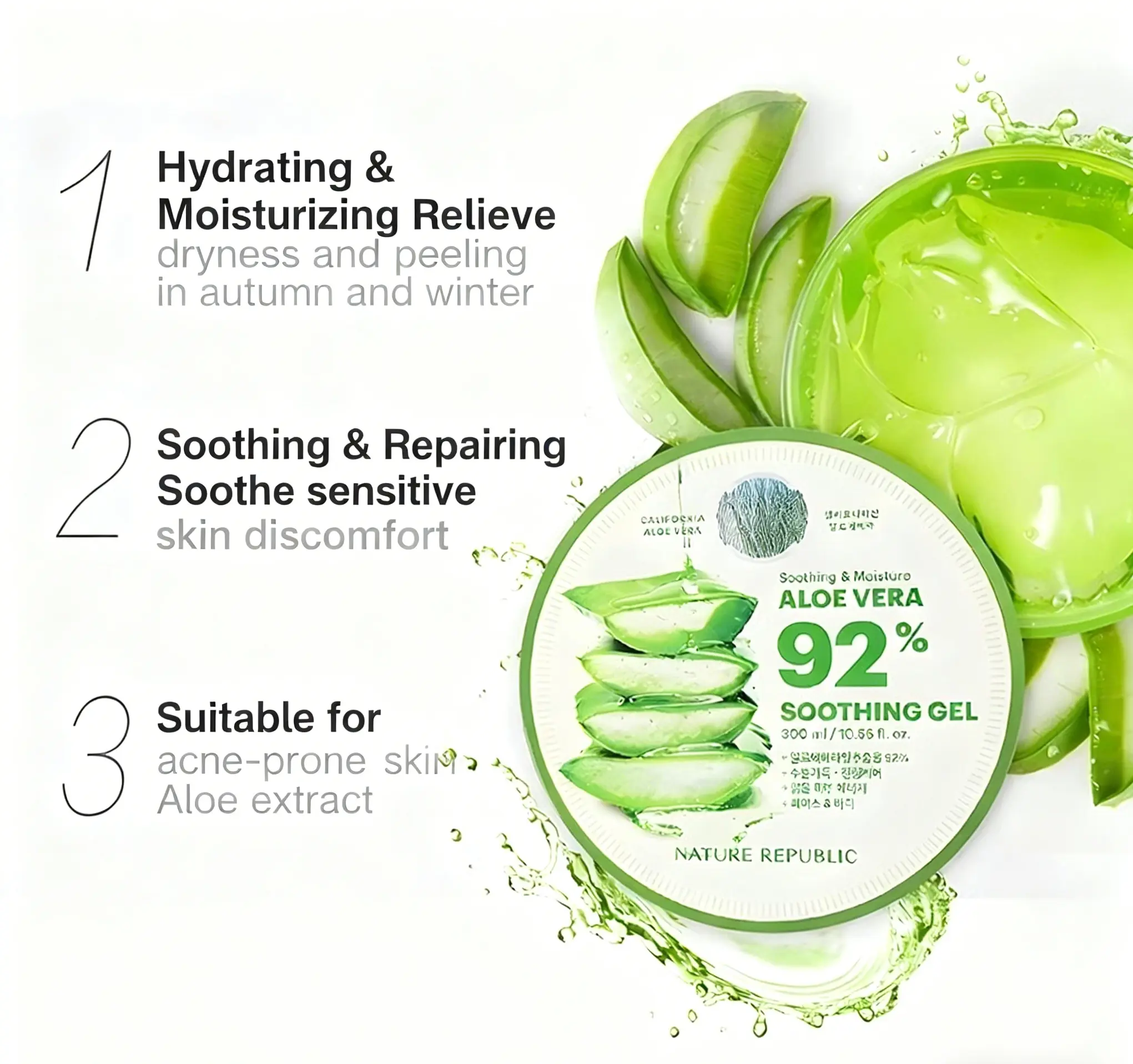 Nature Republic Soothing & Moisturizing Aloe Vera Gel 92% 300ml - TikTok  Shop