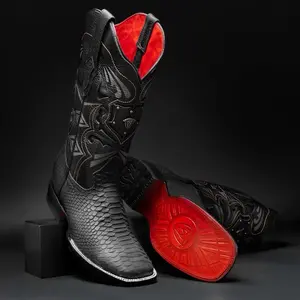 RODEO CARTIE  WOMEN'S BLACK WIDOW PYTHON TRIBUTE MIDNIGHT SQUARE