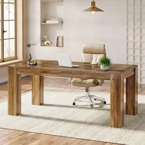 Tribesigns Large Wood Executive Desk: 63-Inch Workstation for Home Office - Rustic Brown Finish Table