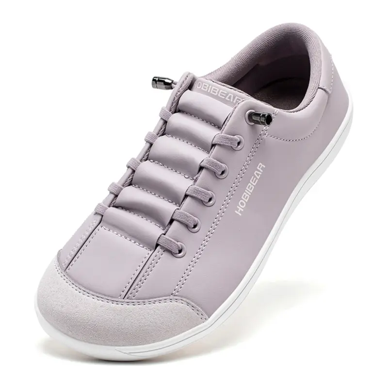 HOBIBEAR Women's Wide Fit Casual PU Leather, Casual Trainers, Low Top Round Toe Comfortable Walking Sneakers for All Seasons, Daily Wear Footwear, Vegan Leather Sneakers
