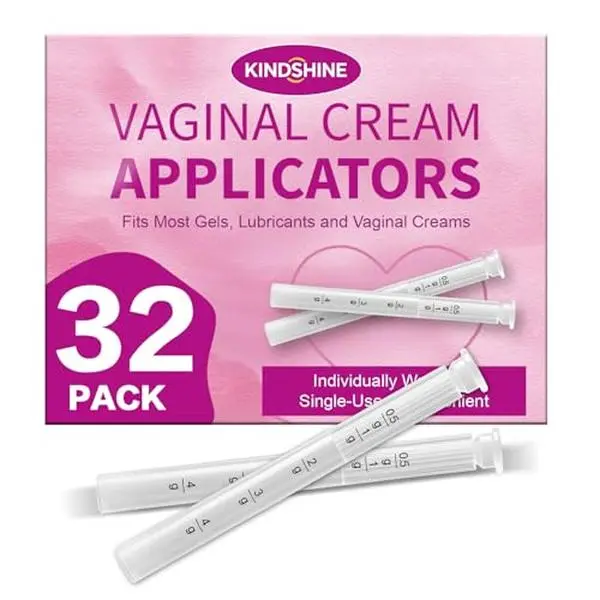 32 Pack Disposable Vaginal Cream Applicators for Women, Suppository Applicators with Dosage Markings, Hygienic Individually Wrapped Threaded Applicators Fits Most Vaginal Creams, Gels & Lubricants
