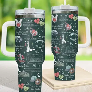Twilight 40oz Tumbler, Vampire Tumbler With Handle, Movie Quote Coffee Mug, Travel Cup, Print Tumbler, Birthday Gift