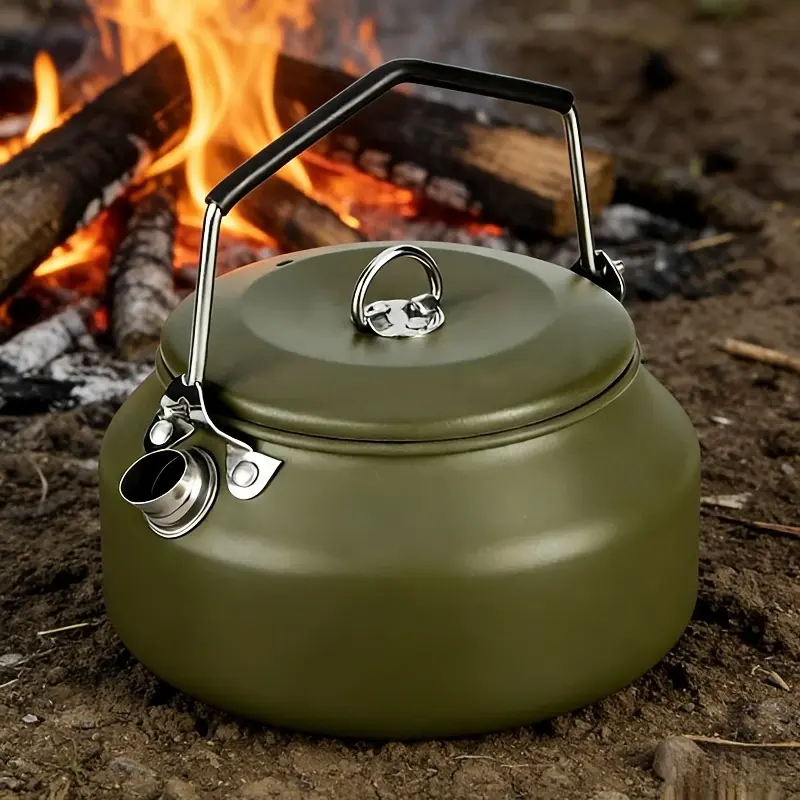 Stainless Steel Camping Kettle - Portable Stovetop Kettle, Heats Up Quickly, Suitable for Lightweight Coffee, with Anti-Scalding Handle, Durable Kettle, Perfect for Outdoor Picnics, Reusable Kettle