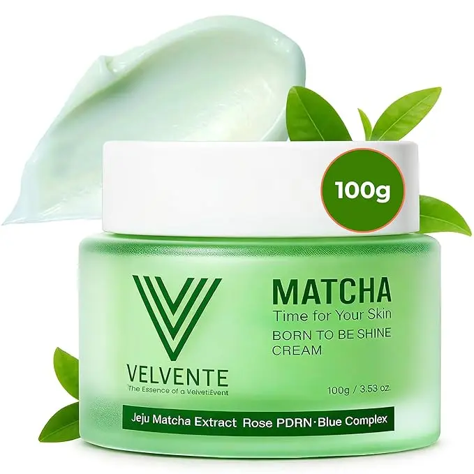 [Kbeauty]Velvente Matcha Anti Aging Face Cream with Rose PDRN | Korean Peptides Hydrating Firming Facial Moisturizer to Reduce Wrinkles, Soothing Radiance, Glowy Skin | Day & Night Cream for All Skin Types,3.53 oz | Korean Skincare