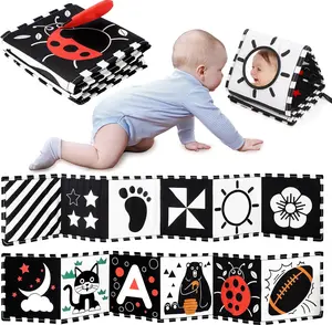 Black and White Baby Toy, Tummy Time High Contrast Newborn Toys 0-3 Months, Soft Baby Book, Visual Stimulation Montessori Sensory Infant Toys 0-6-12 Months, Boy Girl Shower Gift, Easter Stuffer