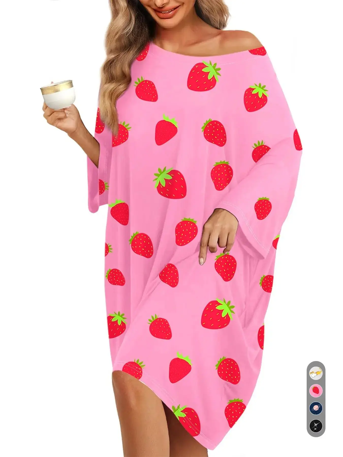 Plus Size Nightgowns for Women, Oversized Sleep Tshirts Dress, Print, Loungewear, Long Sleeve, Loose-Fitting, All Seasons, Organic Textile, Casual Style, Nightwear