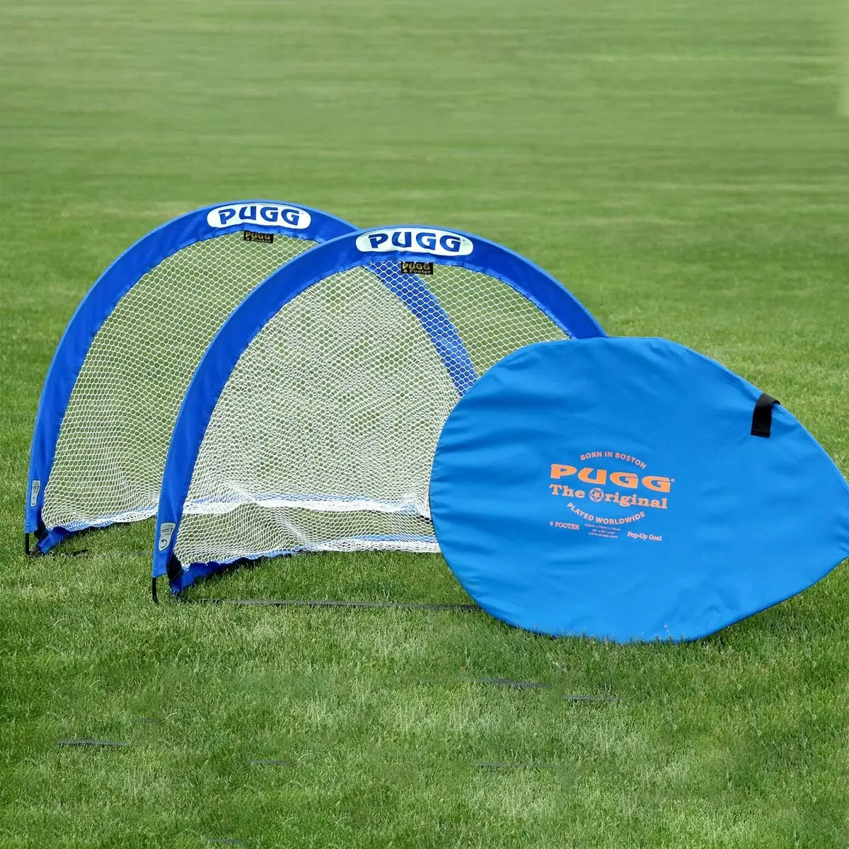 Football Goals, 4' Pair of 2 Fold-Flat Soccer Nets with Flex Steel Tubing, Portable for Kids and Adults Backyard Soccer Training