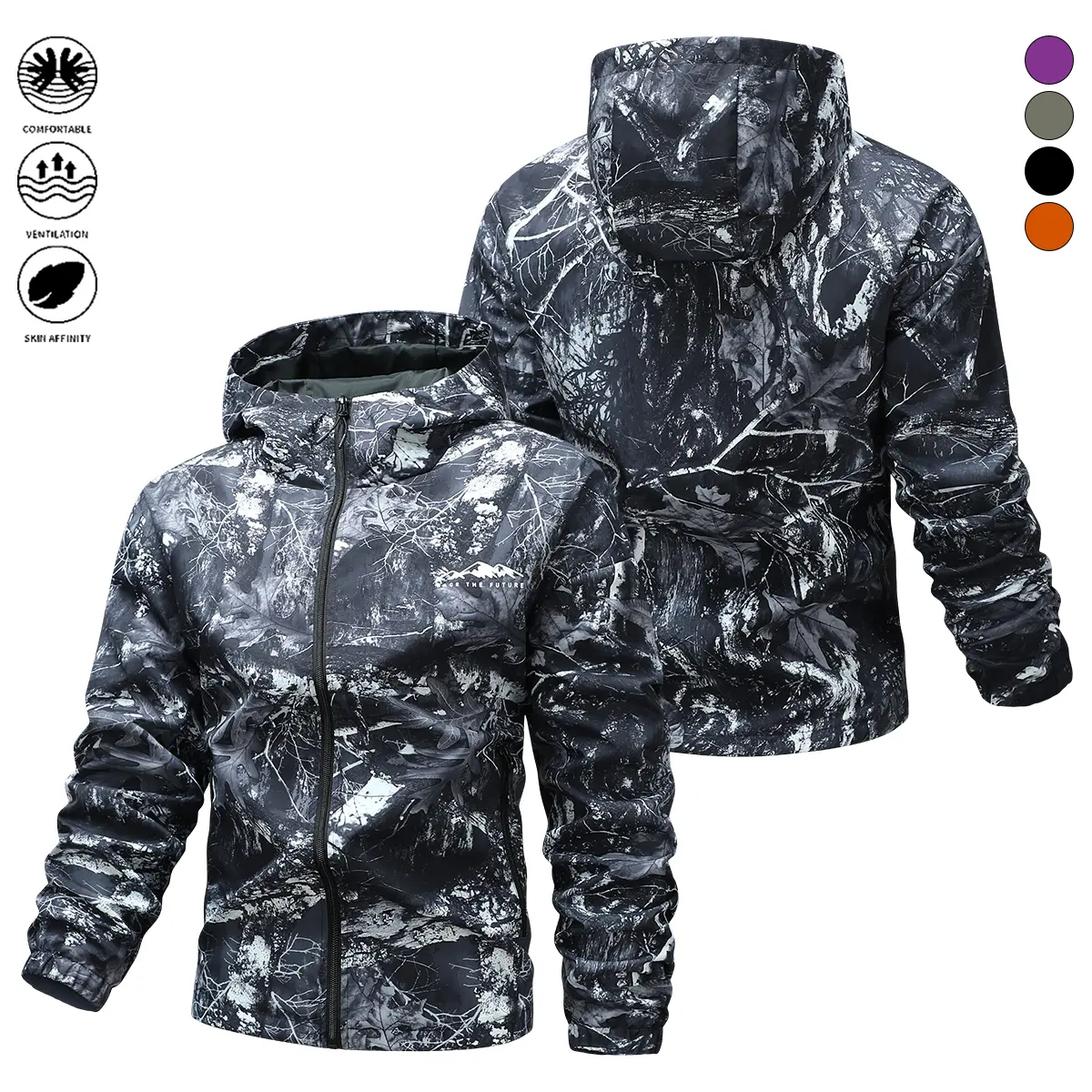 Men'S Camouflage Hooded Jacket - Windproof, Tear-Resistant, with Zippered Pockets, Ideal for Hiking, Camping, Fishing & Outdoor Activities, Outdoor Gear|Camouflage Jacket|Zippered Jacket