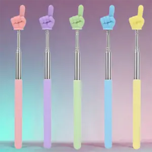 1PC Durable Stainless Steel Teaching Pointer Telescopic Rod Finger Design Teaching Stick Classroom Finger Pointer Teachers
