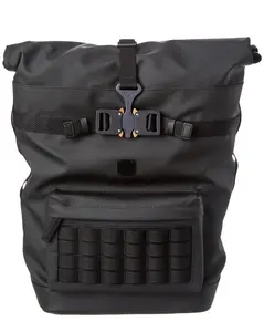 Pre-owned MCM Canvas/Nylon Backpacks Black Canvas Nylon Medium Roll Top Backpack