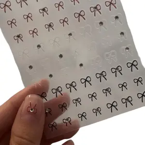 Coquette Edge, Chic Bow Nail Stickers, Rhinestone Accented, Easy Minimalist Manicure, Elegant and Playful Nail Art for Cute Designs