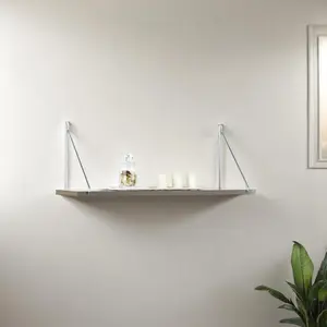 (High end and high-quality) Floating Wall Decor Wall Mounted Rustic Decorative Hanging Metal Bracket Single Shelf for Books, White/Chrome Minimalist Room Wooden Box