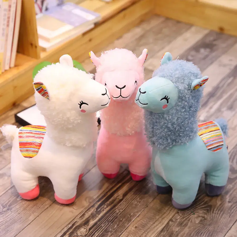 Alpaca Soft Toy Stuffed Smile Llama Plush Animals Sleeping Doll Kawaii Funny Cute Grass Plush Toy Gift for 25CM Home Decor