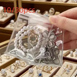 10/30pcs Jewelry Storage Bags, Transparent Plastic Organizer for Earrings and Accessories, Anti-Oxidation Self-Seal Pouches