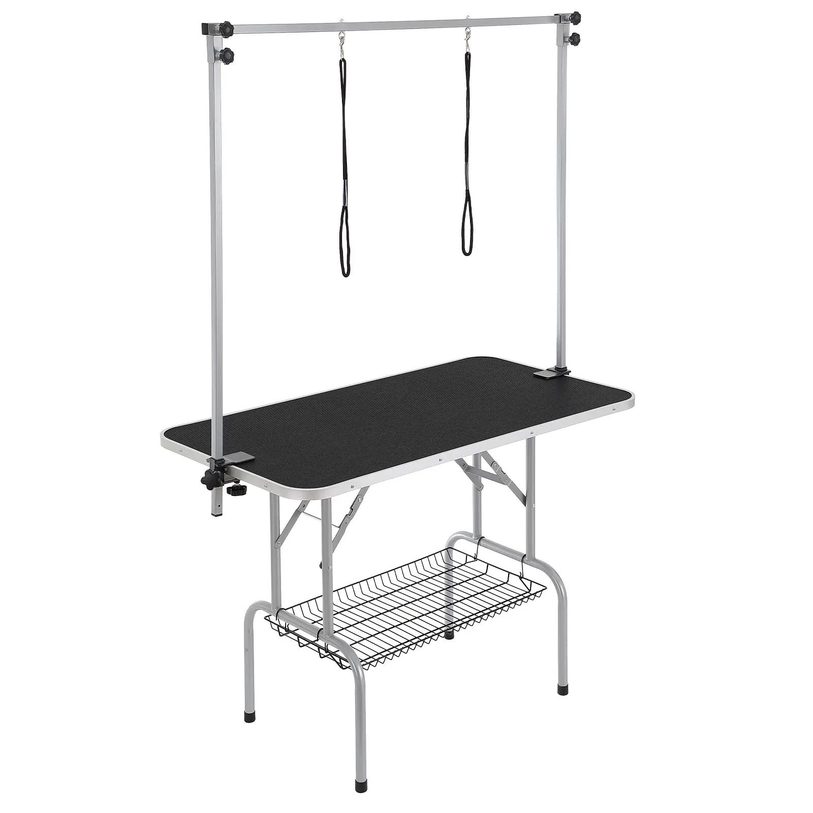 VEVOR Pet Grooming Table Two Arms with Clamp, 46'' Dog Grooming Station, Foldable Pets Grooming Stand for Medium and Small Dogs, Free No Sit Haunch Ho