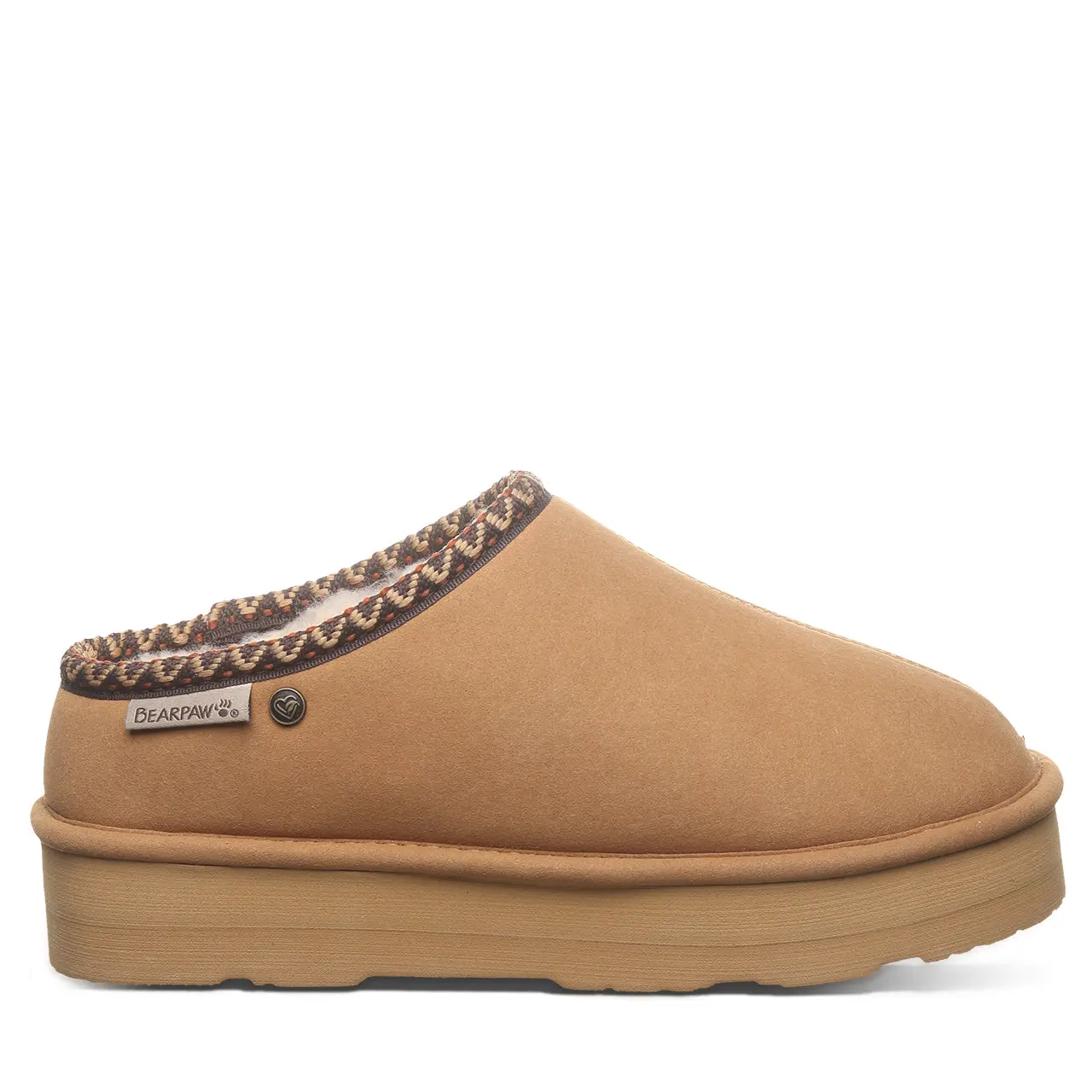 BEARPAW Martis Vegan Women's Platform Slipper Clogs - Iced Coffee Solid