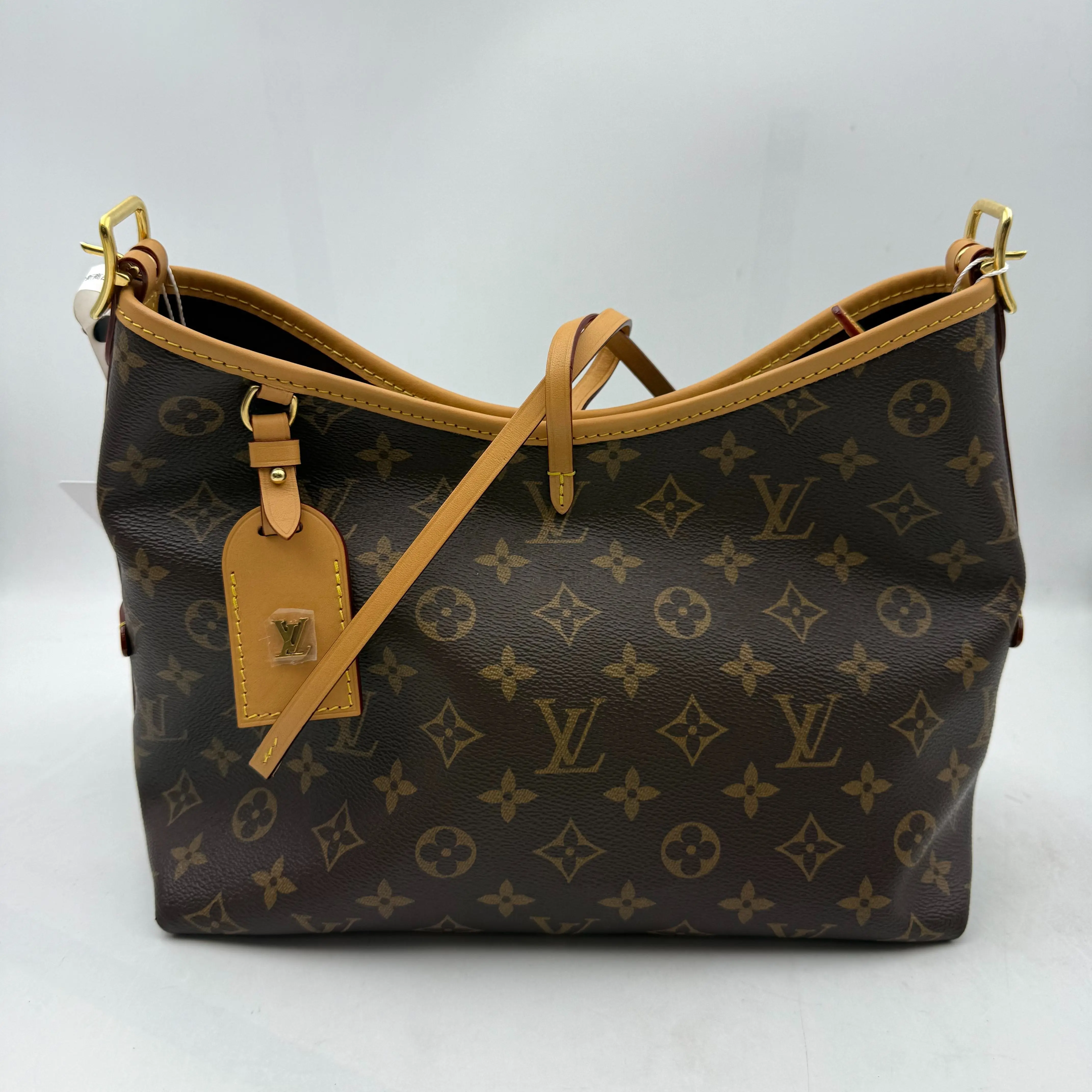 Pre-owned Louis Vuitton Carryall PM Shoulder Bag, Monogram Canvas, Leather Trim Hobo Tote Handbag with Pouch