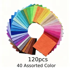 120PCS Felt Sheets for Crafts,Squares Fabric Sheets, Assorted Colors Non Woven Pack, 1mm Thick, Stiff Paper for DIY Sewing Craft Patchwork Decoration