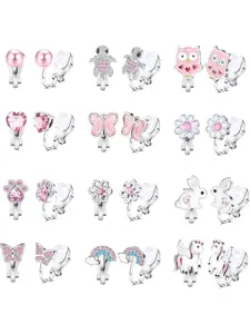 12 Pairs Kids Clip On Earrings for Girls Hypoallergenic Cute Butterfly Rainbow Flower Pearl Star Non Pierced Clip on Earring Girls Earrings Dress Up Birthday Christmas Gifts Earrings Set