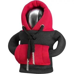 New Car Shift Knob Hoodie，Universal Shift Knob Cover,Gear Shift Cover,Cute Gear Shift Knob Hoodie，Car Shifter Stick Protector Decoration (Black and Red Combo)