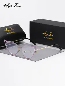 HyJex 1 Piece Unisex Full Frame Plano Glasses，High Definition Cat Eye Frame Plano Glasses，Petite Frame Shape