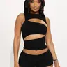 Women's Solid Color Sleeveless Waist-Cinching Top & Slim Fit Shorts Set, Chic Stylish Hollow Out Design, Perfect for Outings and Dates, Womenswear