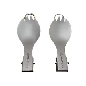 Valtcan Titanium Folding Spork Set with Carrying Bag 2 Pack 18.4g