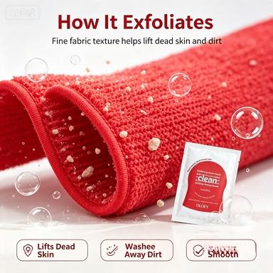 OLOEY Red Diamond Oil Control Exfoliating Bath Towel 5 Pack, Bubble Shower Body Scrub Glove, Removes Waste Dead Skin for Full Body Deep Cleansing