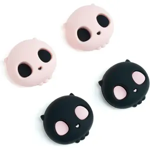 F-PDT11   Halloween Cute Silicone Joy Con Thumb Grip Caps, Joystick Cover Compatible with Switch/OLED/Switch Lite,4PCS - Pink Skull (Pink & Black)