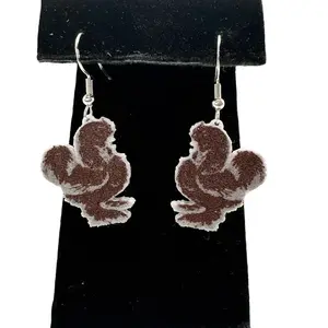 Chocolates Silkie Chicken Earrings w/ Sterling Silver Hooks