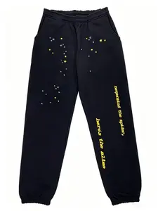 Y2k Retro Joggers pants for Men, Hip Hop Inspired Graphic Sweatpants, Loose Fit Breathable Casual Trousers, Colorful Splatter & Rhinestone Print Detail, Elastic Waist Closure, Street Style, Daily Loungewear & Outdoor Active Pants