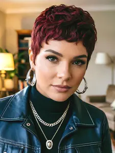 Women Wig Natural Look Human Hair Wig Pixie Cut Wigs for Daily Use, Full Machine-Made Stylish Accessory