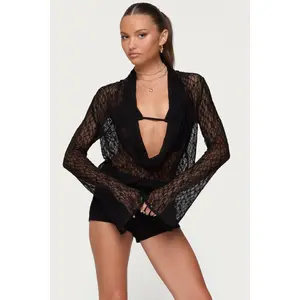 Lera Lacey Sheer Mesh Top Lera Lacey Sheer Mesh Top