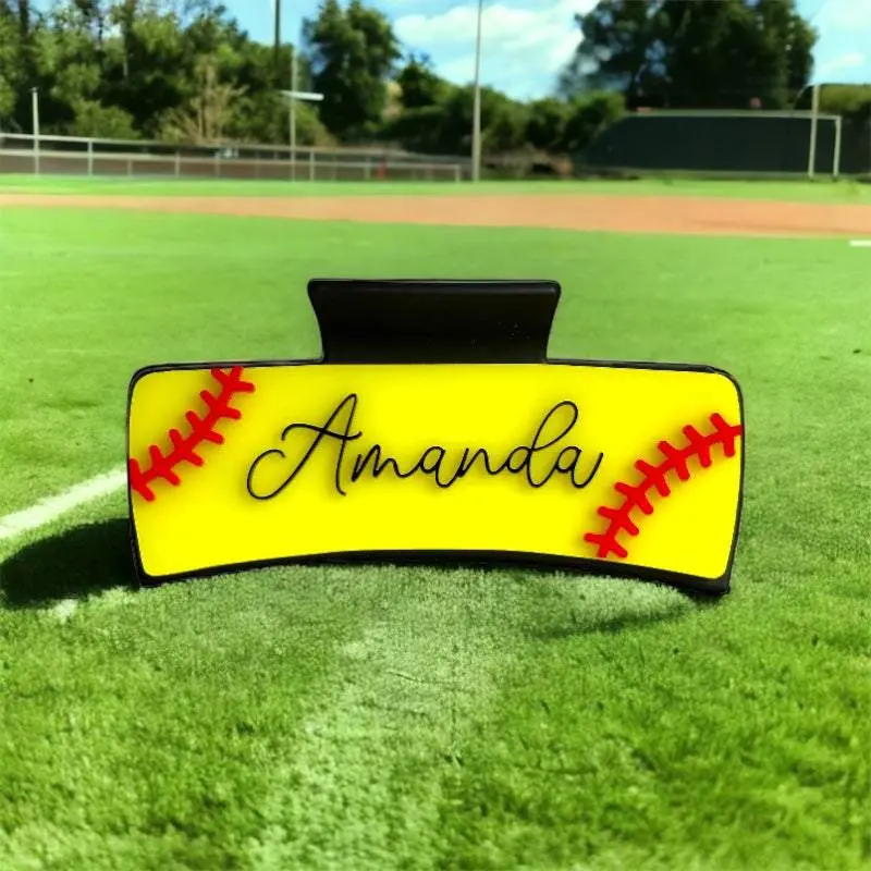 Personalized Softball Player Hair Claw Clip