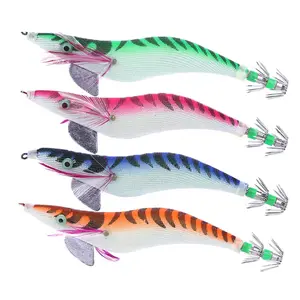 10pcs 3.5 Luminous Shrimp Fishing Lures with 3D Eyes, Squid Jig Hooks for Octopus Cuttlefish