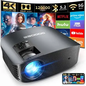 Projector 4K With WiFi And  Supported, FHD 1080P Mini Projector For Outdoor Moives, 5G Video Projector For  Theater Dolby Audio Zoom Portable Projector TV Stick PPT (YG600 Plus)