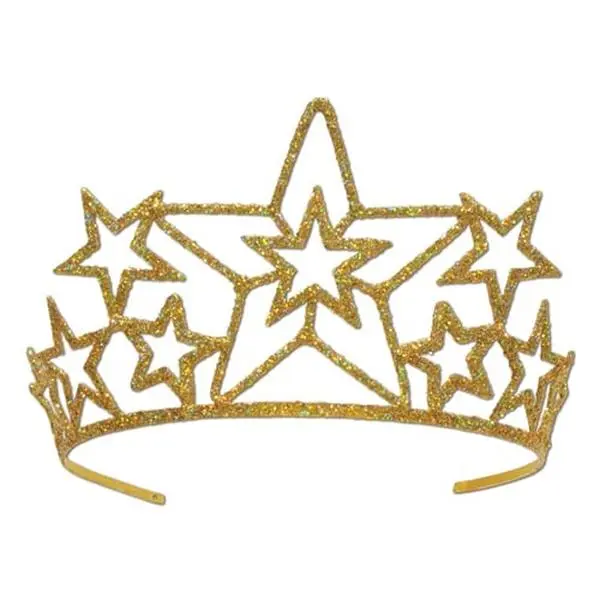 212 MAIN Star-Shaped Glittered Metal Tiara Headband - Unisex Elegant Crown with Attachable Comb, Party Accessories, Festive Awards Night Supplies (Case of 6)