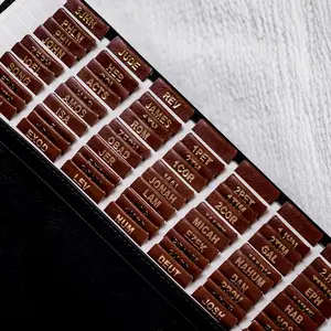 -Leather  Tabs,  Tabs for Women and Men( Foil Lettering) Large Print Stickers, Easy to Read and Apply, 80 Chapters Labels for Easy Navigation (Brown Small)