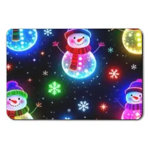 Fluorescent diatom mud floor mat Neon Snowmen With Colorful Lights And Snowflakes Pattern Phone Case