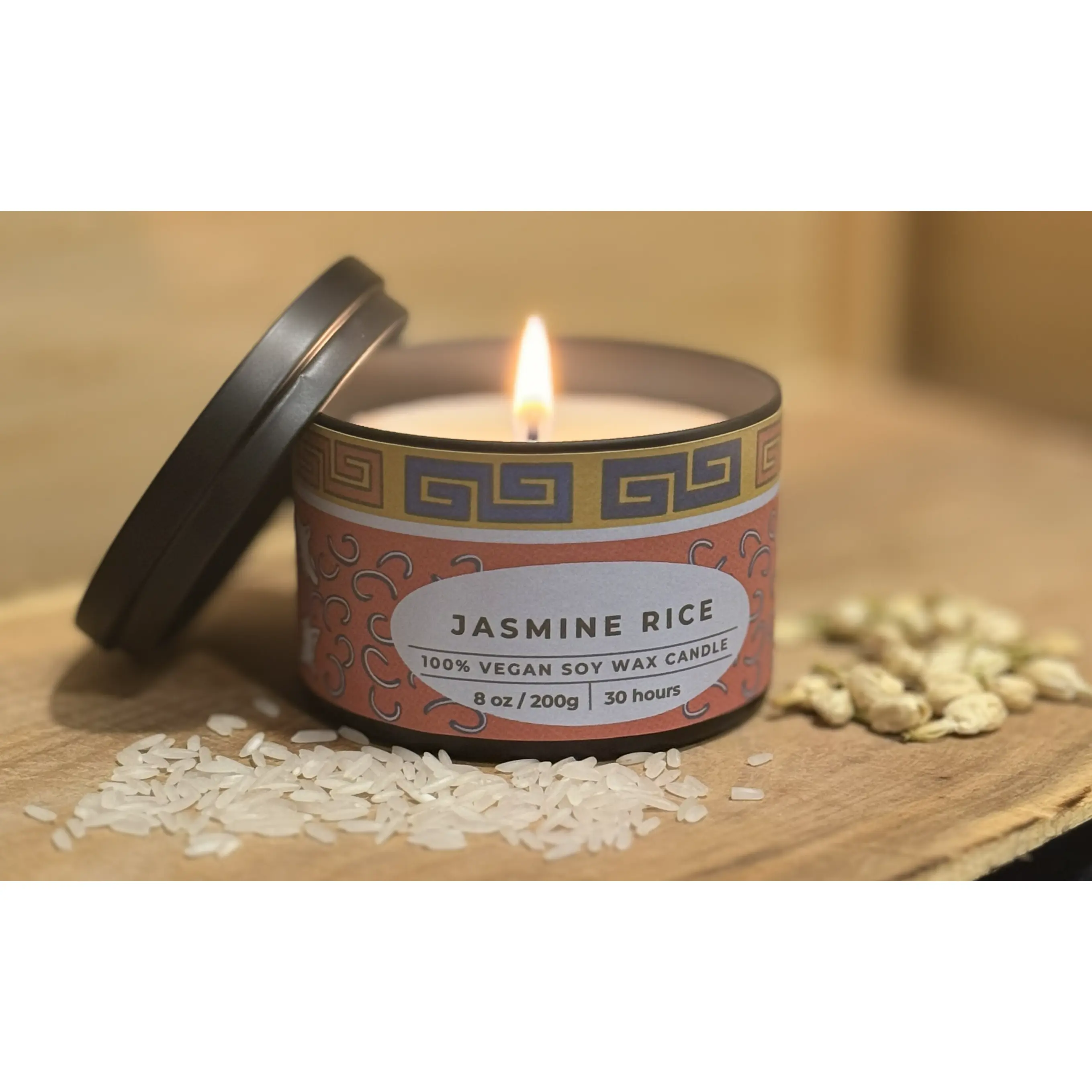 Jasmine Rice Scented Candle - Asian Fragrance Home Decor Accent for Home Spaces