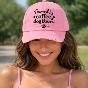Dog Mom Hat, Funny Dog Hat, Powered by Coffee & Dog Kisses Hat, Embroidered Baseball Cap, Cute Dog Lover Gift, Dog Mom Gift, Pet Lover Hat