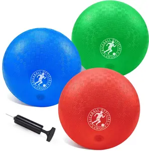 10 Inch Kickball Playground Ball Dodgeball Balls 4 Square Balls, Pack of 3, Dodge Balls for Kids, Kickballs Handball for Indoor Outdoor Games, Includes Pump