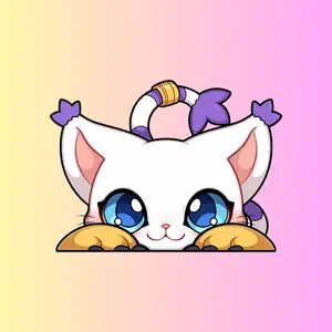 Cute White Cat Sticker, Kawaii Kitty Peeking Decal, Big Blue Eyes Cartoon Cat, Cute Laptop Sticker, Aesthetic Animal Sticker