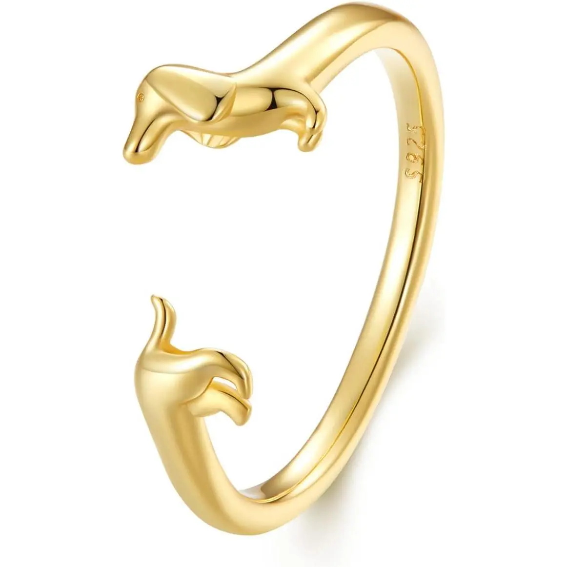 925 Sterling Silver Cute Dachshund Open Rings Puppy Dog Adjustable Rings for Women Animal Stacking Rings Statement Rings Fine Jewelry