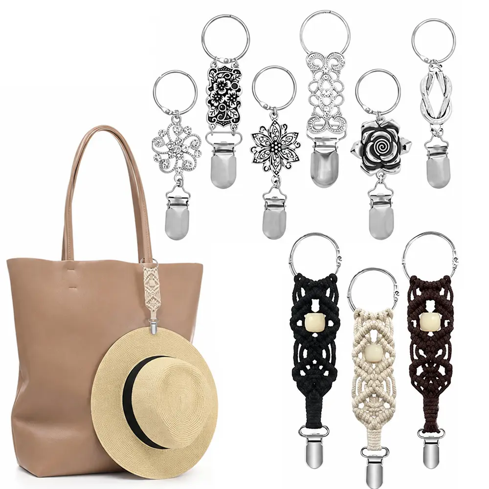 9PCS Hat Clips for Travel, Metal Vintage Backpack Clips for Hanging, Beach Vacation Cruise Essentials Accessory for Travel Handbag Backpack Luggage Shawl