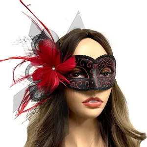 Women Costume Mask Masquerade Party Feather Eye Masks